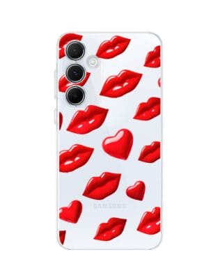 Etui do Samsung Galaxy A55 5G przeźroczyste, silikonowe Flexi, czerwone usta