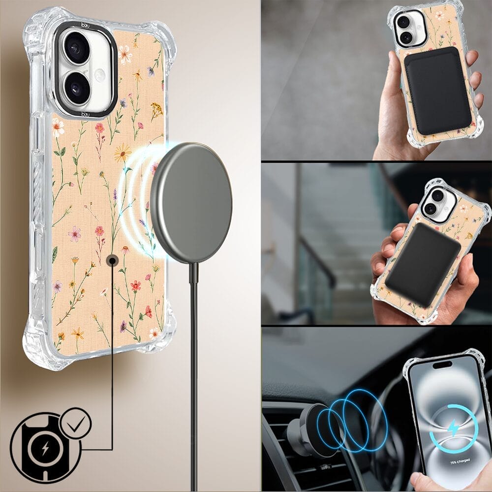 Etui iPhone 16 Plus IBIZU DropGuard Ultra z MagSafe, Pastel Bloom, Koralowa łąka - obrazek 8