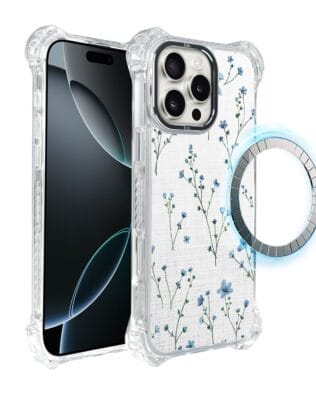 Etui do iPhone 16 Pro IBIZU DropGuard Ultra z MagSafe, Pastel Bloom, Niebieski sen