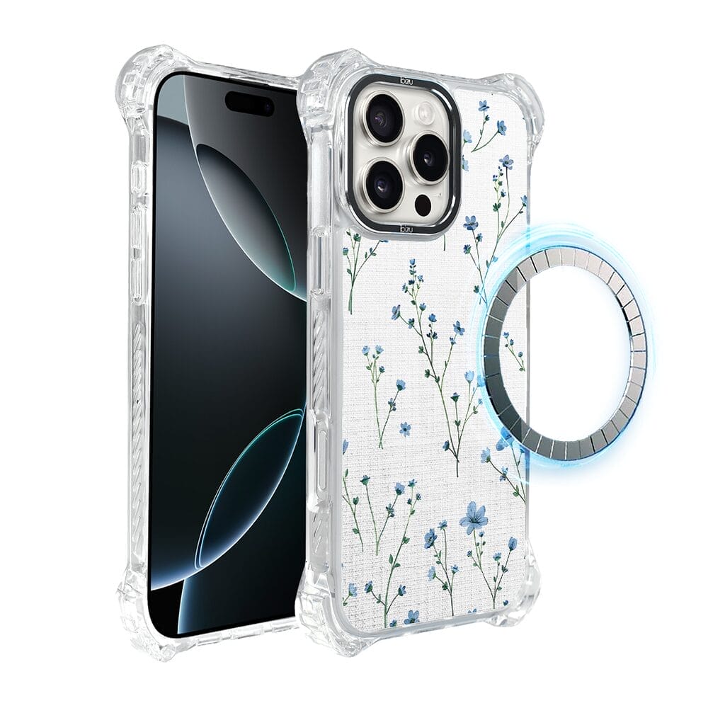 Etui do iPhone 16 Pro IBIZU DropGuard Ultra z MagSafe, Pastel Bloom, Niebieski sen