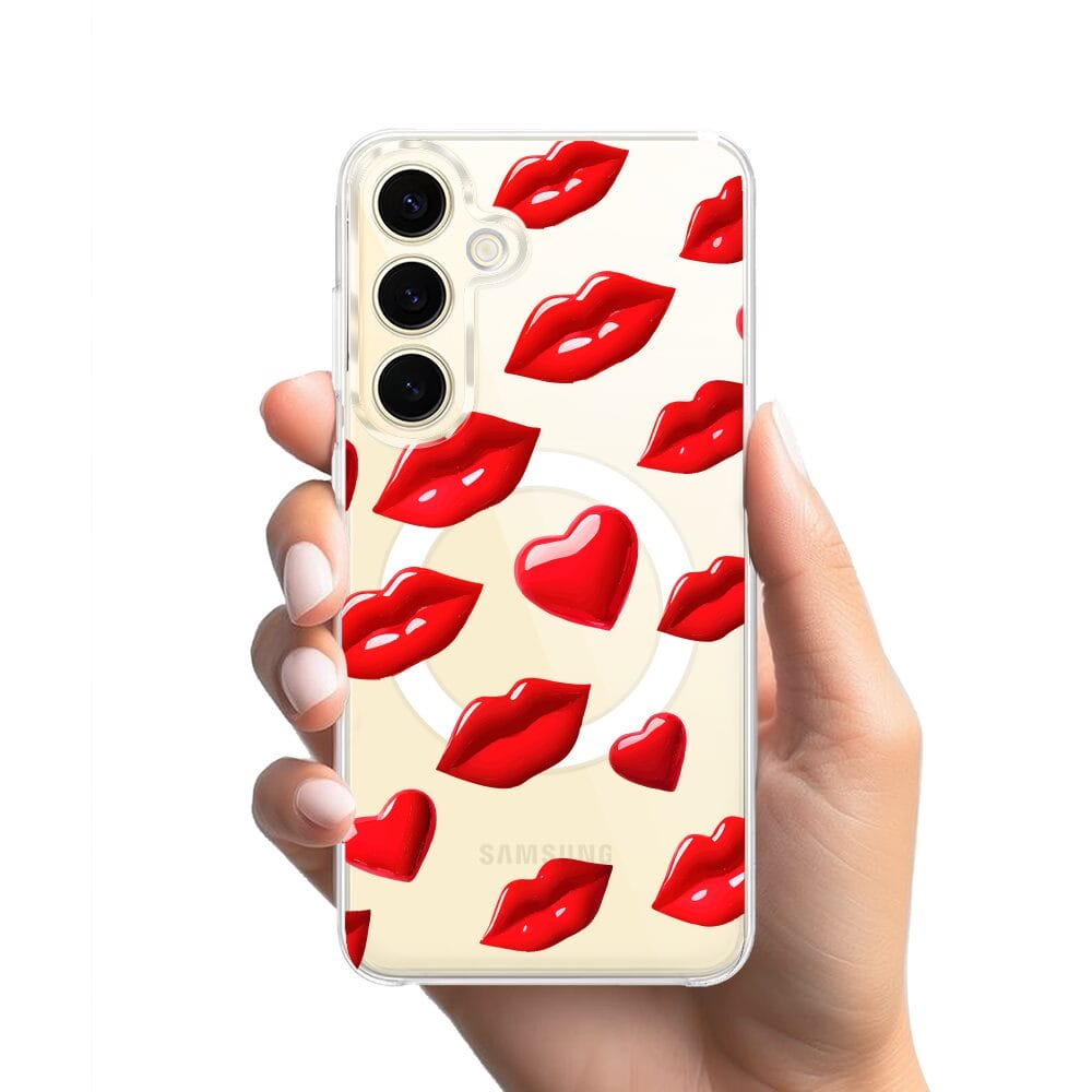 Etui do Samsung Galaxy S24 Plus z MagSafe przeźroczyste, silikonowe Flexi, czerwone usta - obrazek 2