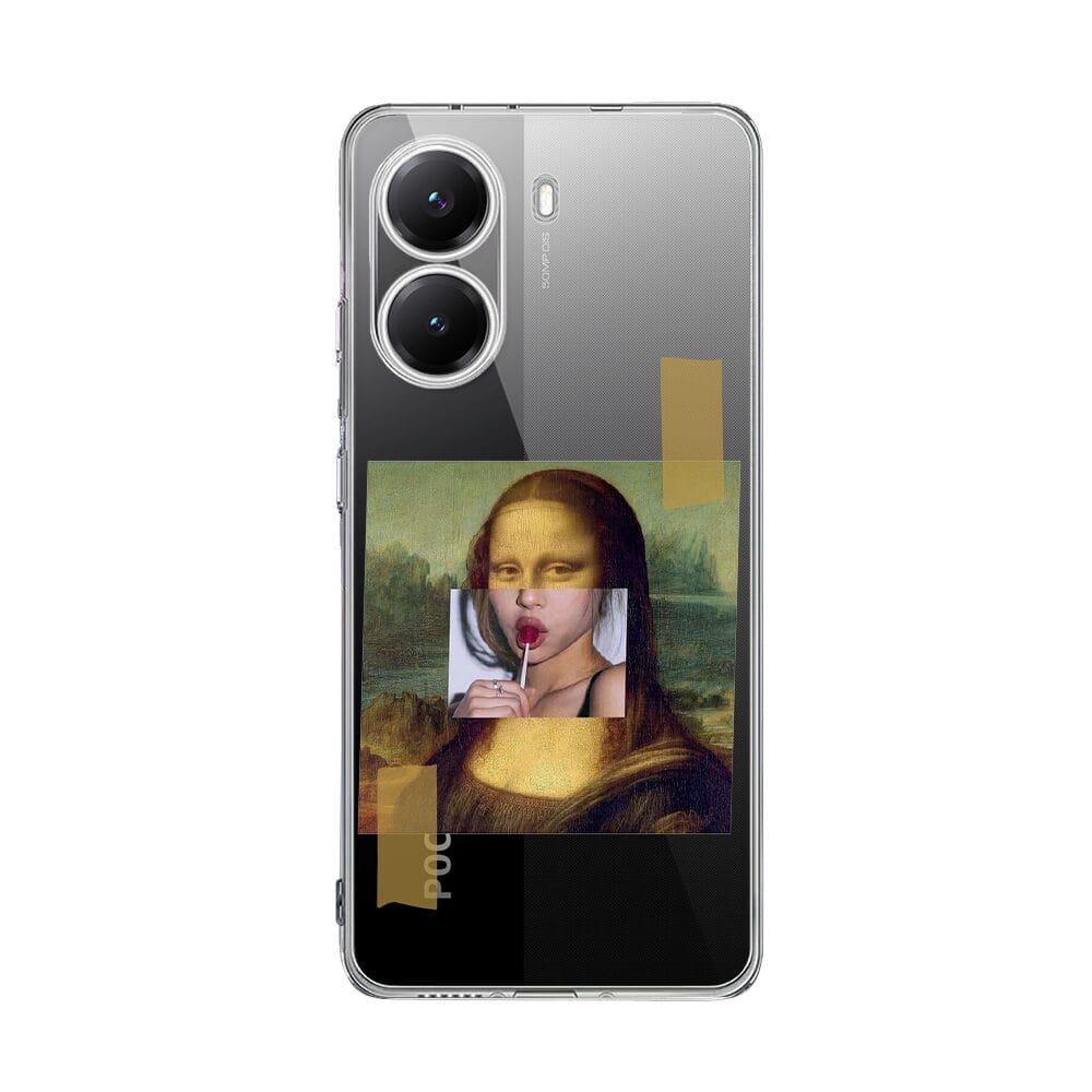 Etui do Xiaomi POCO X7 Pro przeźroczyste, silikonowe Flexi, Mona Lisa z lizakiem