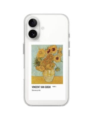 Etui do iPhone 16 Plus przeźroczyste, silikonowe Flexi, słoneczniki Van Gogh