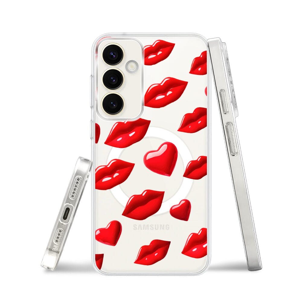 Etui do Samsung Galaxy S23 FE 5G z MagSafe przeźroczyste, silikonowe Flexi, czerwone usta - obrazek 3