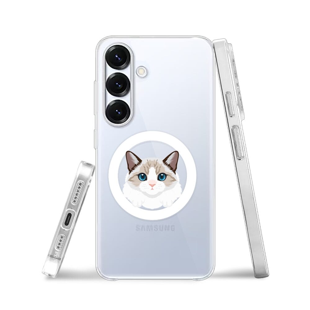 Etui do Samsung Galaxy S25 z MagSafe przeźroczyste, silikonowe Flexi, kot birmański - obrazek 3