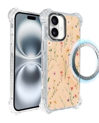 Etui iPhone 16 IBIZU DropGuard Ultra z MagSafe, Pastel Bloom, Koralowa łąka