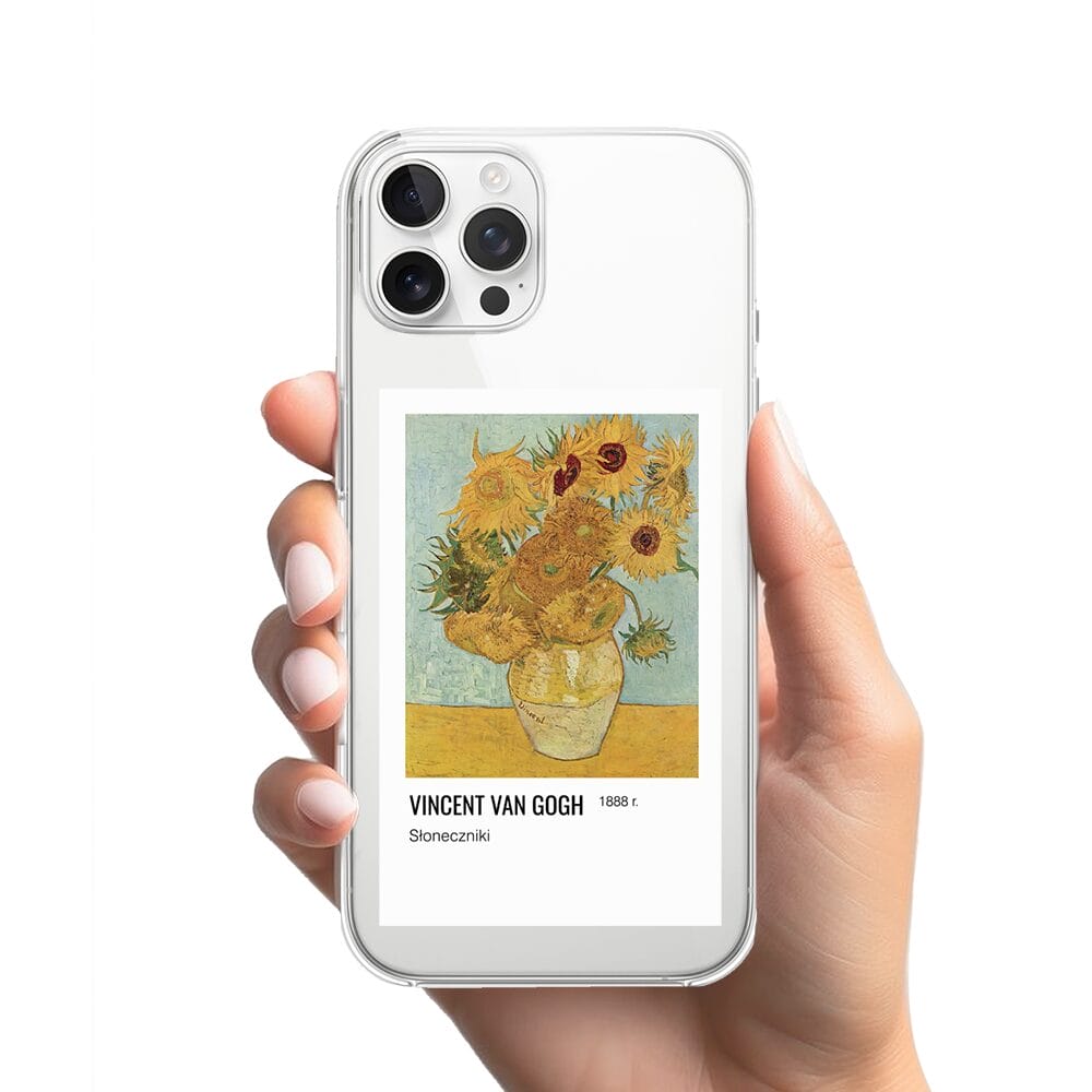 Etui do iPhone 12 Pro przeźroczyste, silikonowe Flexi, słoneczniki Van Gogh - obrazek 2