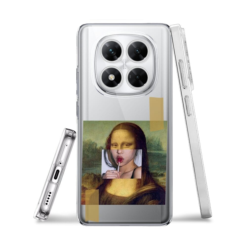 Etui do Xiaomi POCO X7 przeźroczyste, silikonowe Flexi, Mona Lisa z lizakiem - obrazek 3