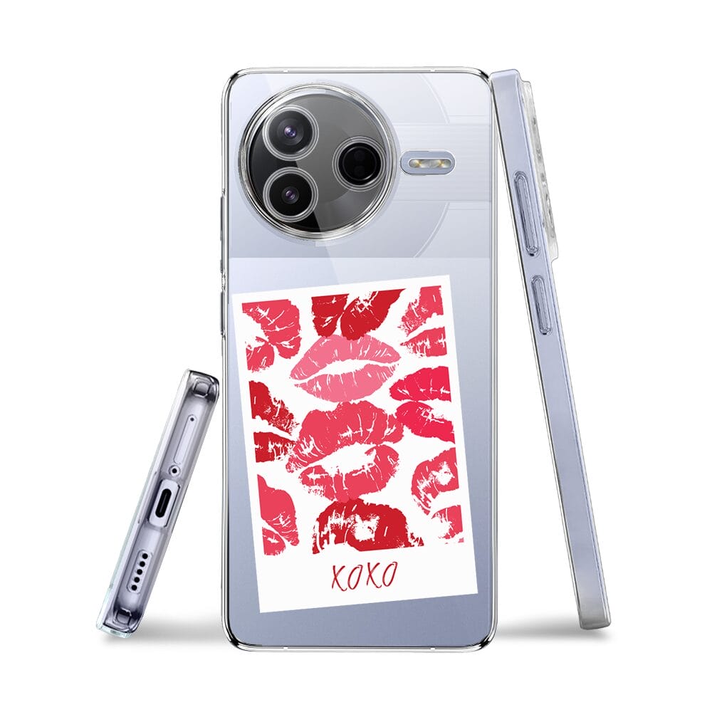 Etui do Xiaomi POCO F7 Pro przeźroczyste, silikonowe Flexi, pocałunki, polaroid - obrazek 3