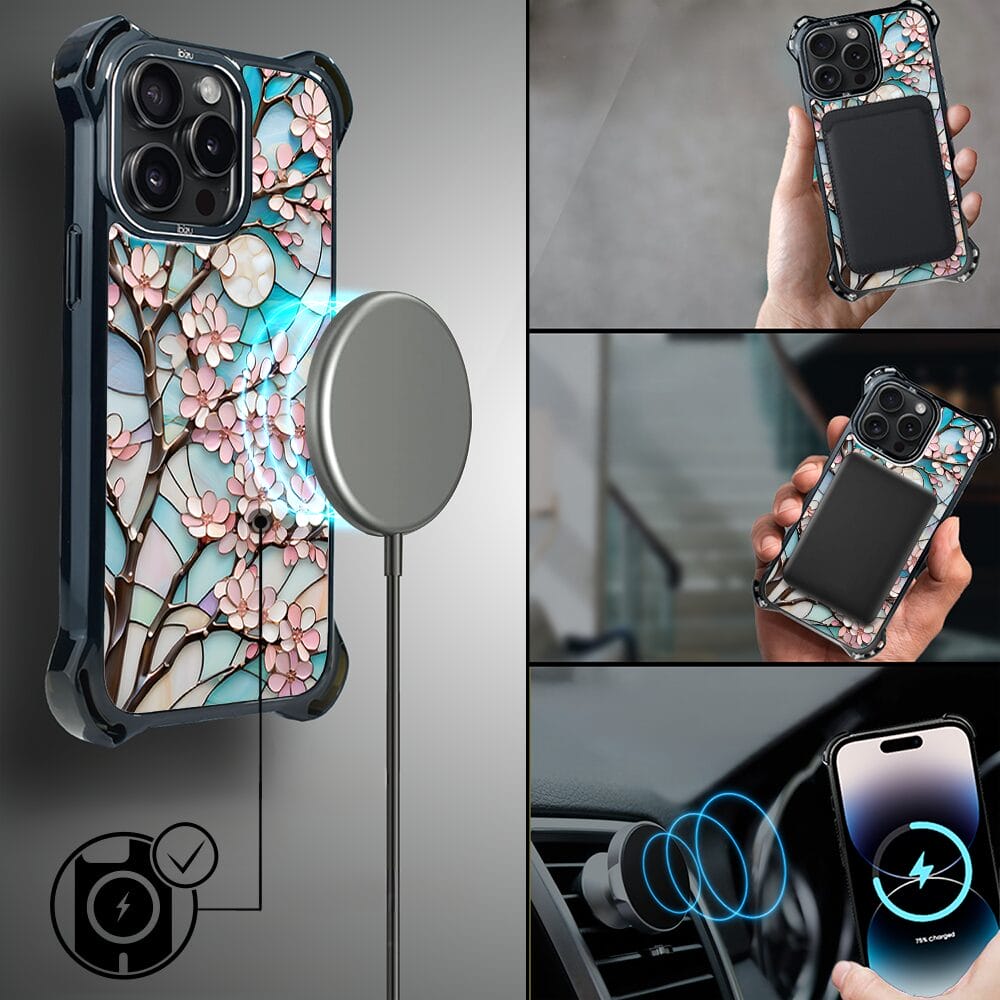 Etui do iPhone 14 Pro IBIZU DropGuard Ultra z MagSafe, Barwy Szkła, Księżycowa Wiśnia - obrazek 8