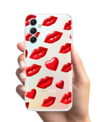 Etui do Samsung Galaxy A34 5G przeźroczyste, silikonowe Flexi, czerwone usta