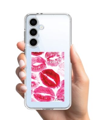 Etui do Samsung Galaxy S24 FE przeźroczyste, silikonowe Flexi, pocałunki z napisem „love”