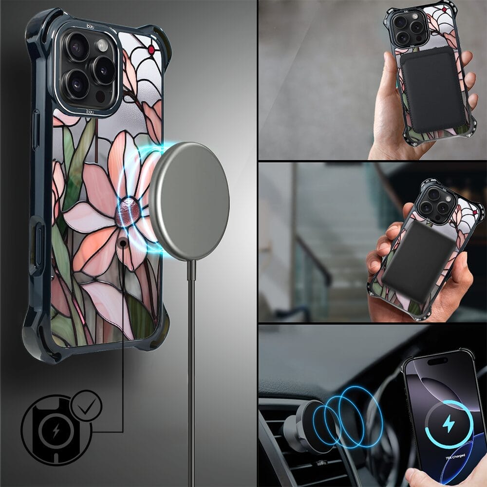 Etui do iPhone 16 Pro, IBIZU DropGuard Ultra z MagSafe, Barwy Szkła, Różowa magnolia - obrazek 7