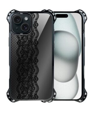 Etui do iPhone 15 IBIZU DropGuard Ultra z MagSafe, Midnight, Ornamentowa koronka