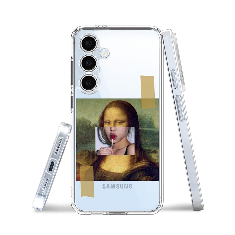 Etui do Samsung Galaxy S24 FE przeźroczyste, silikonowe Flexi, Mona Lisa z lizakiem - obrazek 3