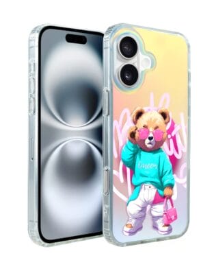 Etui do iPhone 16 Plus IBIZU California Sunset z MagSafe, zmieniające kolor, Pink Queen, stylowy miś