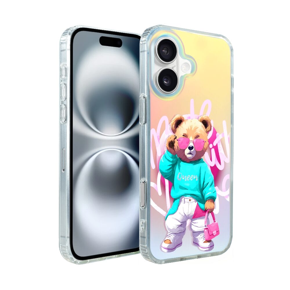 Etui do iPhone 16 Plus IBIZU California Sunset z MagSafe, zmieniające kolor, Pink Queen, stylowy miś