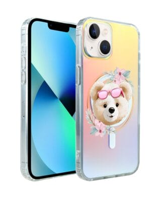 Etui do iPhone 13 IBIZU California Sunset z MagSafe, zmieniające kolor, Flower Queen, miś z kwiatami