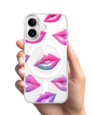 Etui do iPhone 16 z MagSafe przeźroczyste, silikonowe Flexi, hologramowe usta