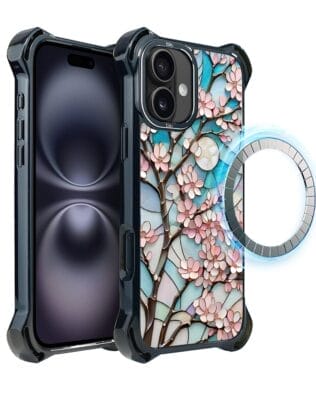 Etui do iPhone 16 IBIZU DropGuard Ultra z MagSafe, Barwy Szkła, Księżycowa Wiśnia