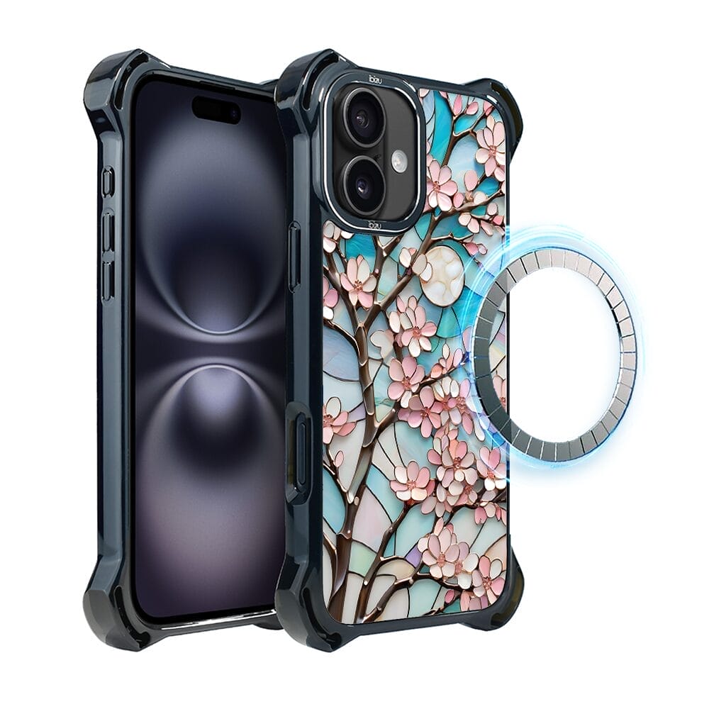Etui do iPhone 16 IBIZU DropGuard Ultra z MagSafe, Barwy Szkła, Księżycowa Wiśnia