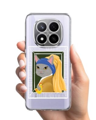 Etui do Xiaomi Redmi Note 14 Pro 4G przeźroczyste, silikonowe Flexi, kotek z kurczakiem