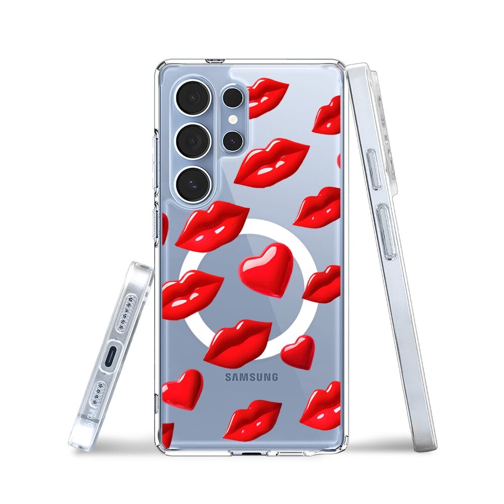 Etui do Samsung Galaxy S25 Ultra z MagSafe przeźroczyste, silikonowe Flexi, czerwone usta - obrazek 3