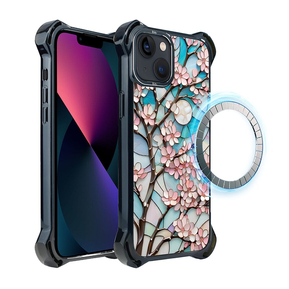 Etui do iPhone 13 IBIZU DropGuard Ultra z MagSafe, Barwy Szkła, Księżycowa Wiśnia
