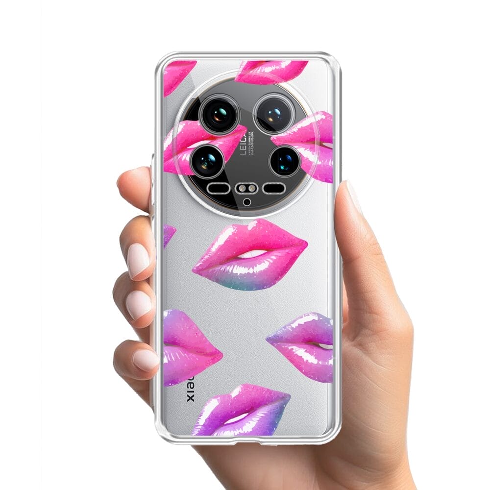 Etui do Xiaomi 14 Ultra przeźroczyste, silikonowe Flexi, hologramowe usta - obrazek 2