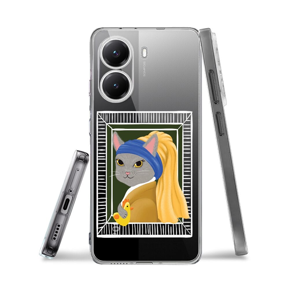 Etui do Xiaomi POCO X7 Pro przeźroczyste, silikonowe Flexi, kotek z kurczakiem - obrazek 3