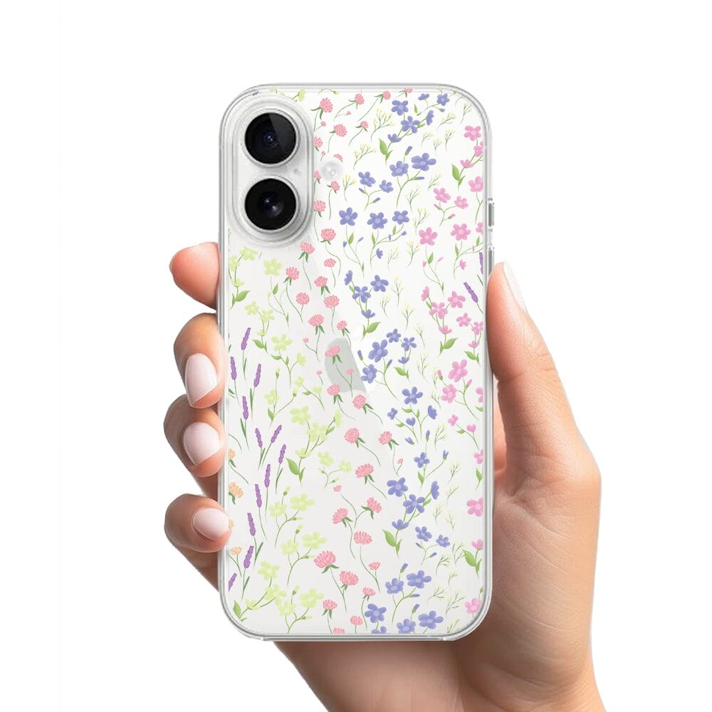 Etui do iPhone 16 przeźroczyste, silikonowe Flexi, kwiaty polne - obrazek 2