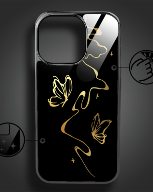 Etui do iPhone 16 Pro Max IBIZU Elite Glass z MagSafe Golden Midnight, Efekt motyla, czarne