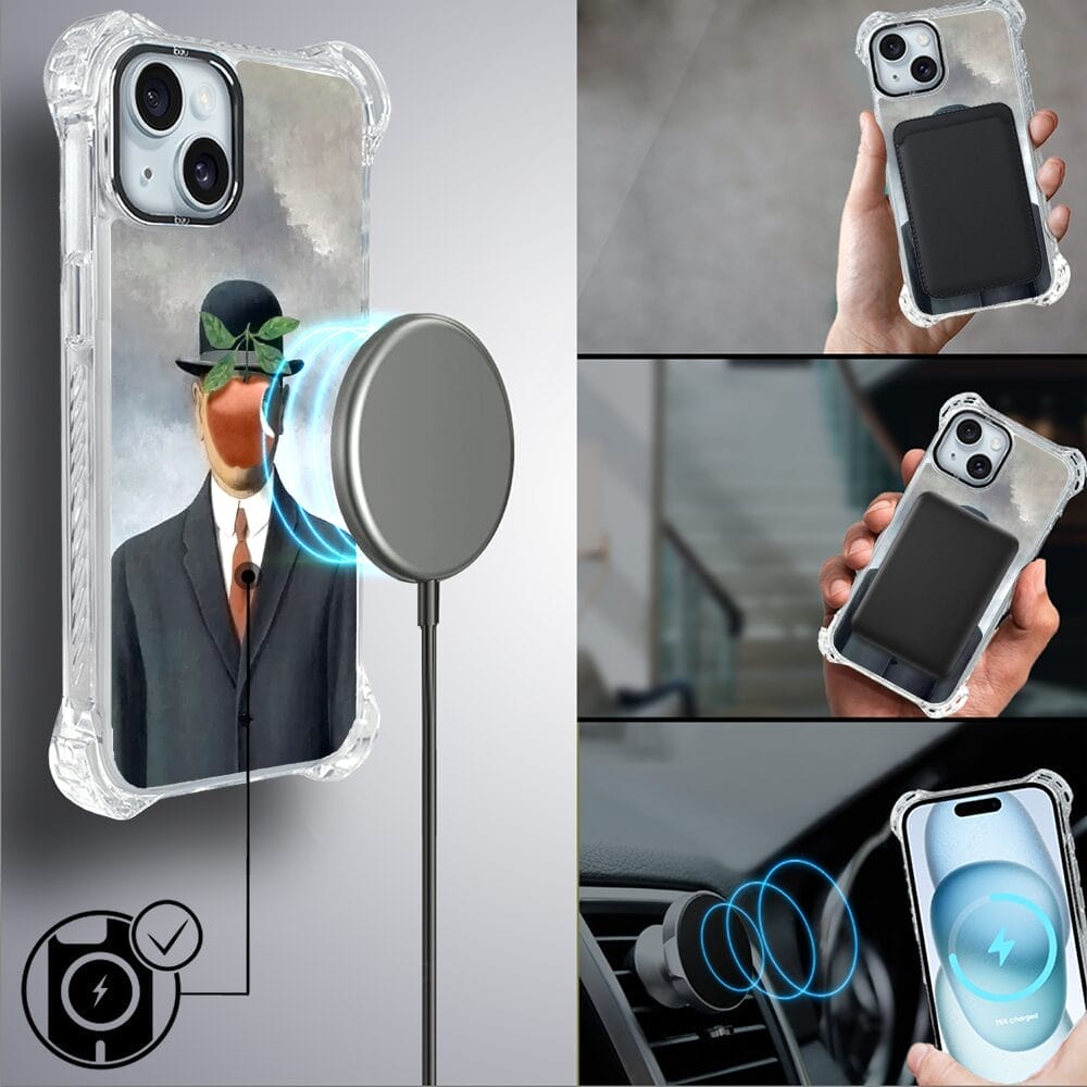 Etui iPhone 15 IBIZU DropGuard Ultra z MagSafe, Rene Magritte, syn człowieczy - obrazek 8