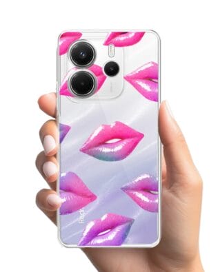 Etui do Xiaomi Redmi Note 14 4G przeźroczyste, silikonowe Flexi, hologramowe usta