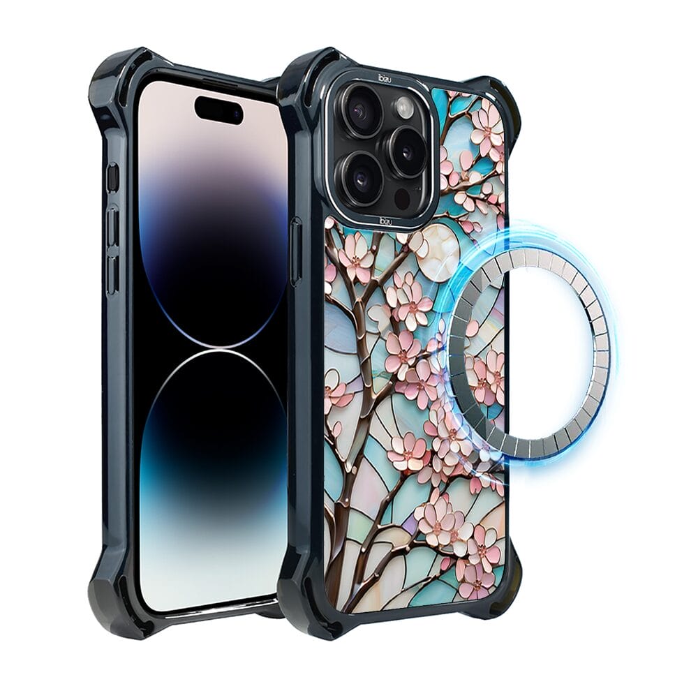 Etui do iPhone 14 Pro IBIZU DropGuard Ultra z MagSafe, Barwy Szkła, Księżycowa Wiśnia