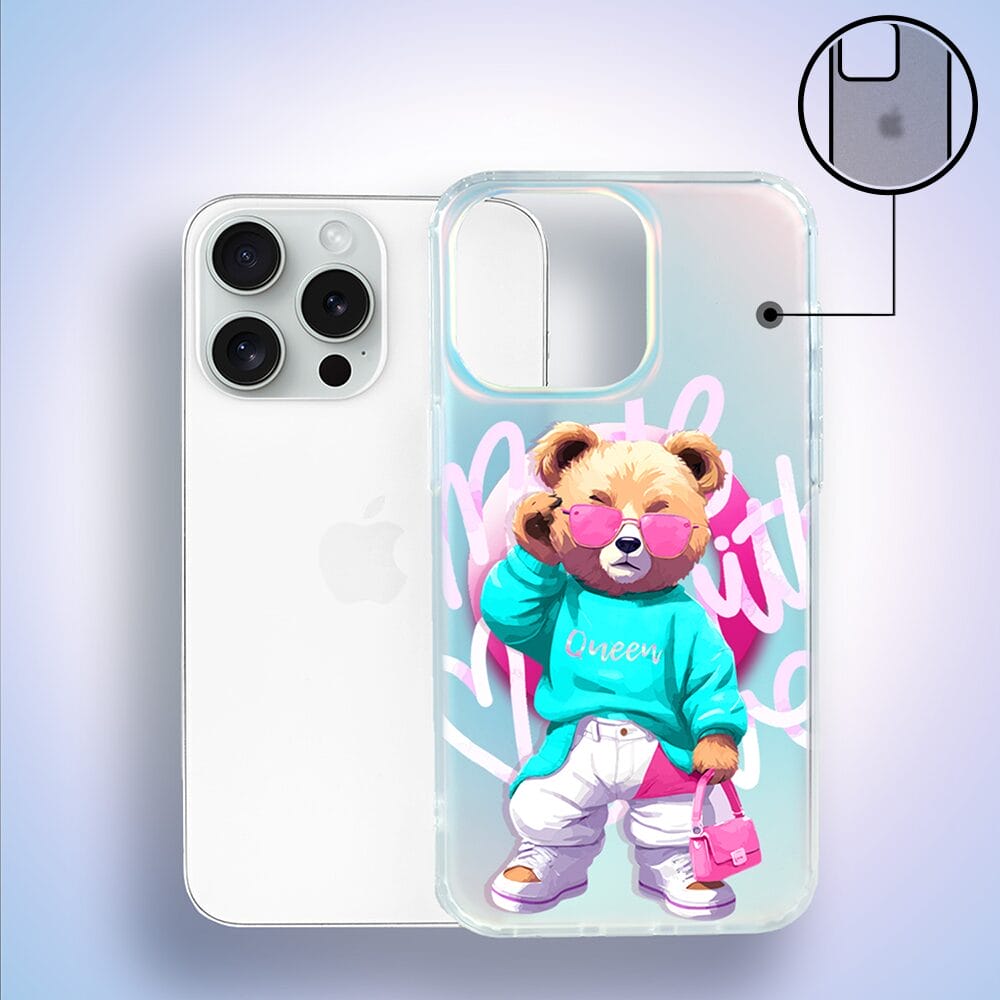 Etui do iPhone 14 Pro IBIZU California Sunset z MagSafe, zmieniające kolor, Pink Queen, stylowy miś - obrazek 3