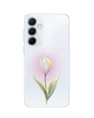 Etui do Samsung Galaxy A35 5G przeźroczyste, silikonowe Flexi, kwiaty, tulipan