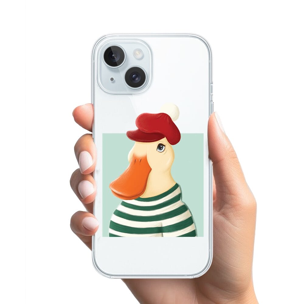Etui do iPhone 15 przeźroczyste, silikonowe Flexi, kaczuszka - obrazek 2