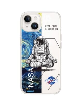 Etui do iPhone 14 Plus przeźroczyste, silikonowe Flexi, Keep Calm in Cosmos