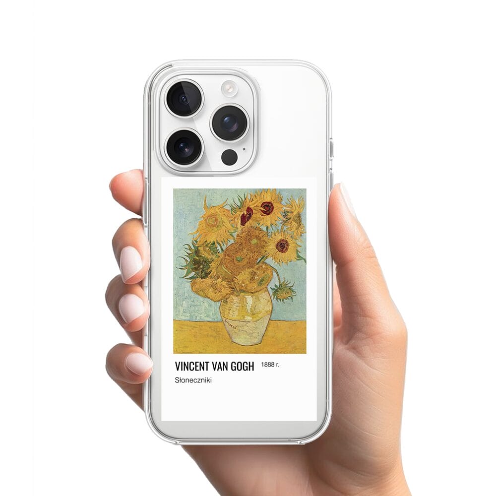 Etui do iPhone 16 Pro Max przeźroczyste, silikonowe Flexi, słoneczniki Van Gogh - obrazek 2