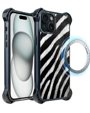 Etui do iPhone 15 IBIZU DropGuard Ultra z MagSafe, Zew Natury, Zebra