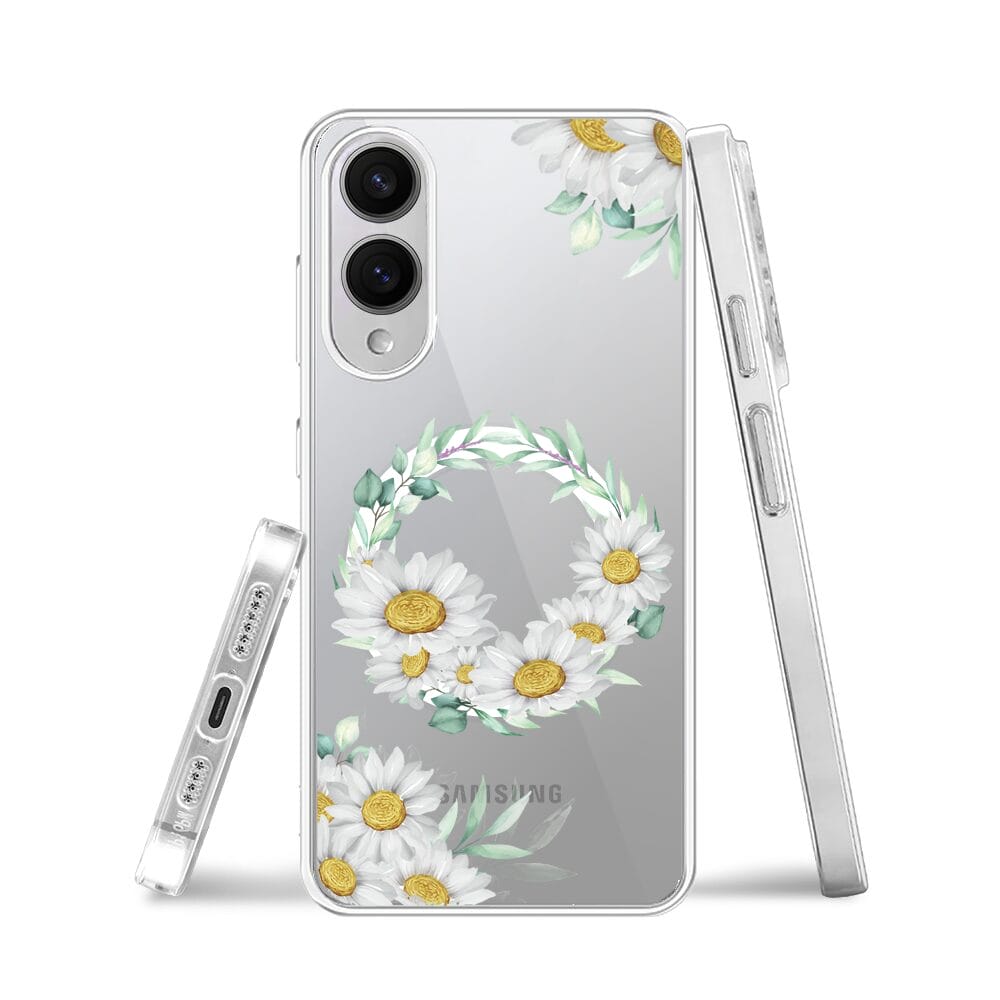 Etui do Samsung Galaxy S25 Edge z MagSafe przeźroczyste, silikonowe Flexi, wianek stokrotek - obrazek 3