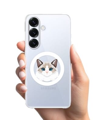 Etui do Samsung Galaxy S25 z MagSafe przeźroczyste, silikonowe Flexi, kot birmański