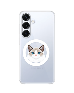 Etui do Samsung Galaxy S25 z MagSafe przeźroczyste, silikonowe Flexi, kot birmański