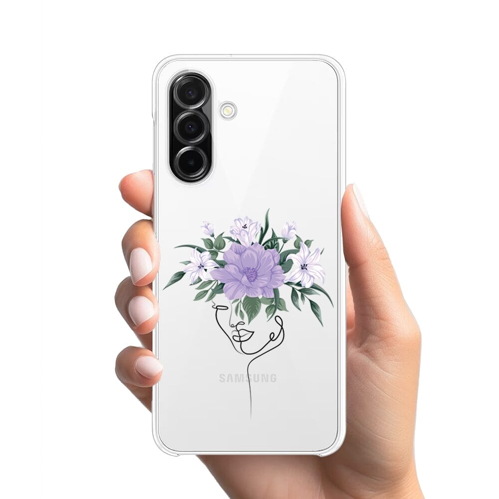 Etui do Samsung Galaxy A26 5G przeźroczyste, silikonowe Flexi, kobieta z kwiatami - obrazek 2