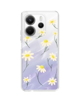 Etui do Xiaomi Redmi Note 14 5G przeźroczyste, silikonowe Flexi, stokrotki