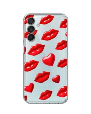 Etui do Samsung Galaxy M15 5G przeźroczyste, silikonowe Flexi, czerwone usta