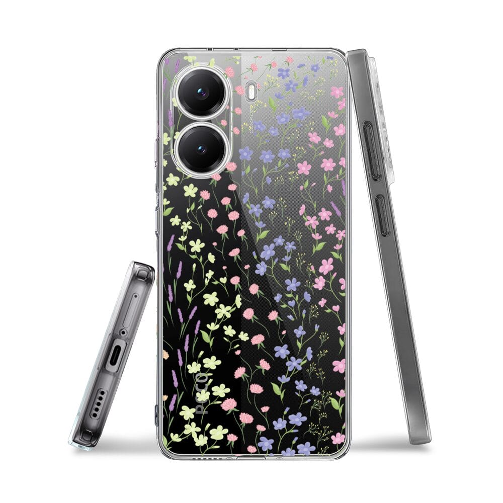 Etui do Xiaomi POCO X7 Pro przeźroczyste, silikonowe Flexi, kwiaty polne - obrazek 3