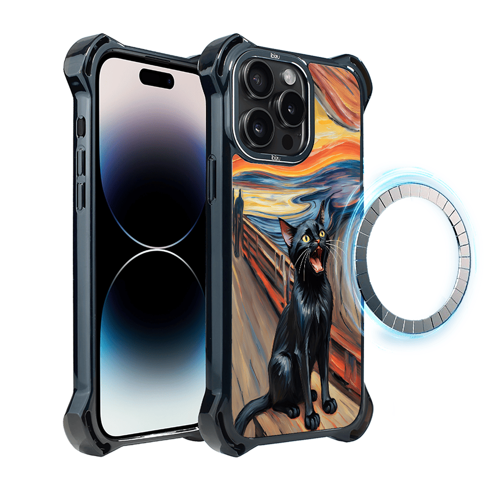 Etui iPhone 14 Pro IBIZU DropGuard Ultra z MagSafe, Edvard Munch, krzyk kota