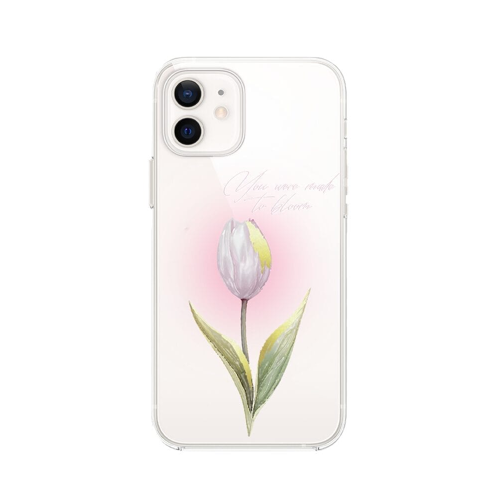 Etui do iPhone 12 przeźroczyste, silikonowe Flexi, kwiaty, tulipan